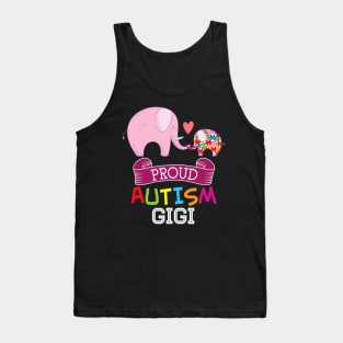 Proud Autism Gigi Autistic Day Awareness Rainbow Puzzle Tank Top